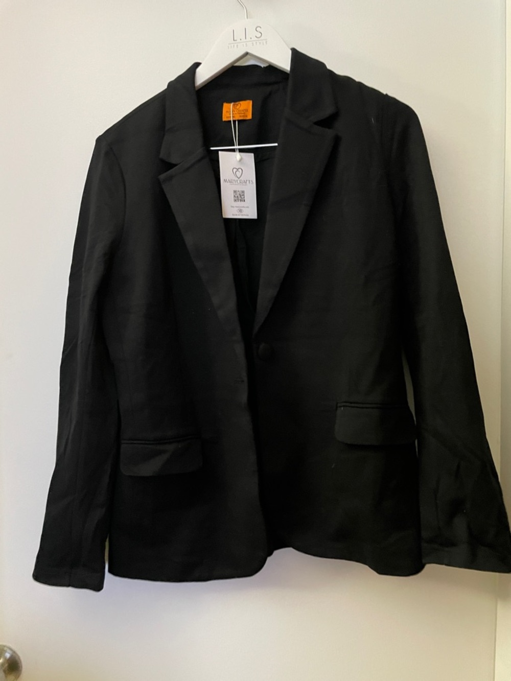 Marycrafts Black Single-Button Notched Lapel Blazer
